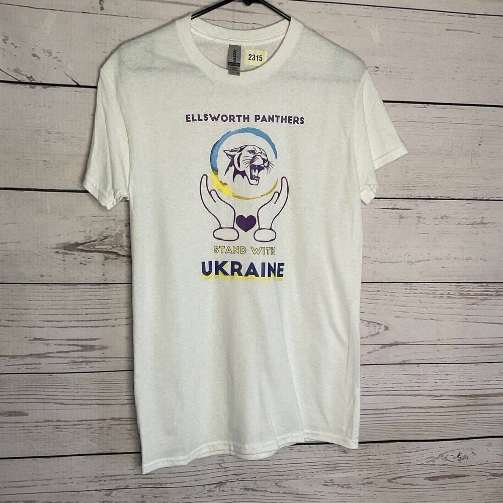 Gildan White Stand With Ukraine/Panthers Logo T-Shirt Men SP Dominican republic